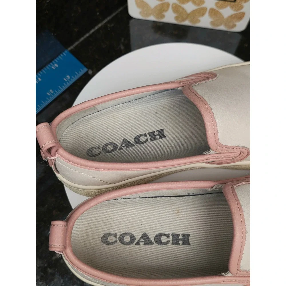 Coach Slip On Sneaker 7B Cream Pink Leather G5310 Platform Casual Preppy Luxury